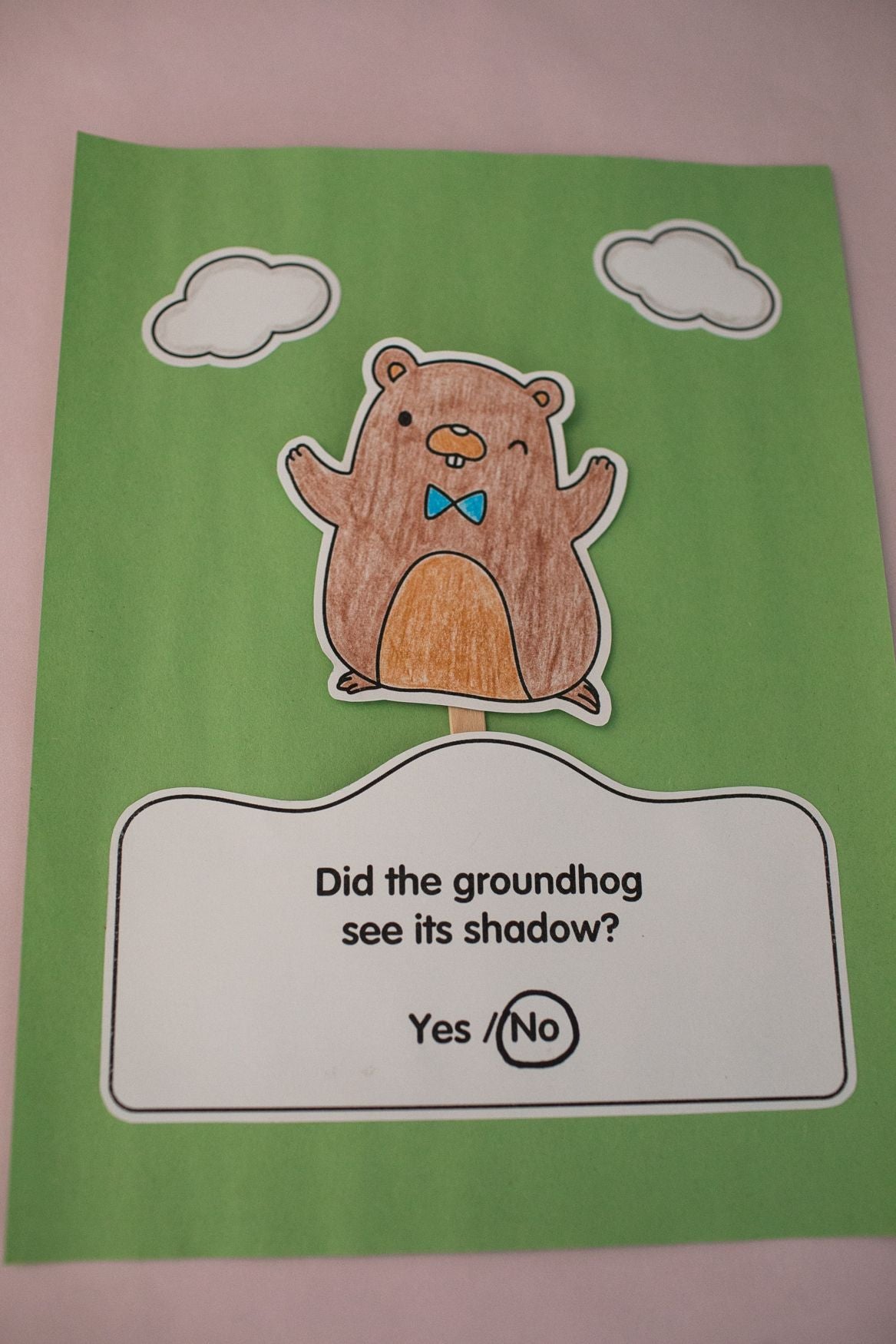 Printable February Peekaboo Groundhog Craftivity