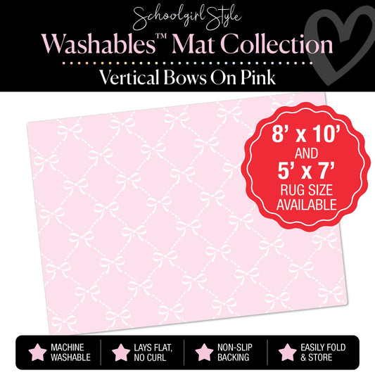 Vertical Bows on Pink Classroom Mat by Schoolgirl Style
