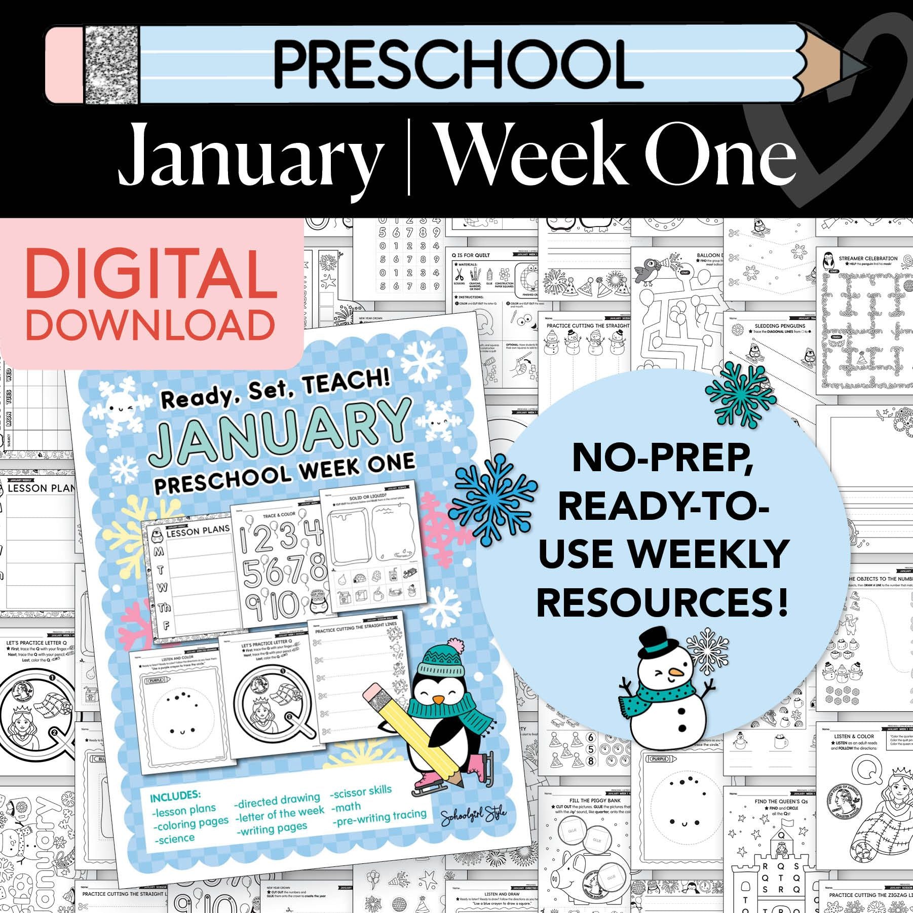 Printable Preschool January Week 1 Resources