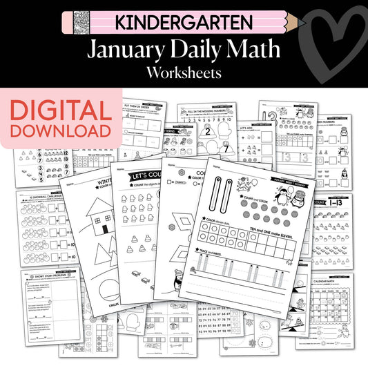 Printable Kindergarten January Daily Math
