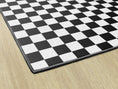 Load image into Gallery viewer, Black and White Checkerboard Rug | Neutral Classroom Rug | Retro Hopscotch | Schoolgirl Style
