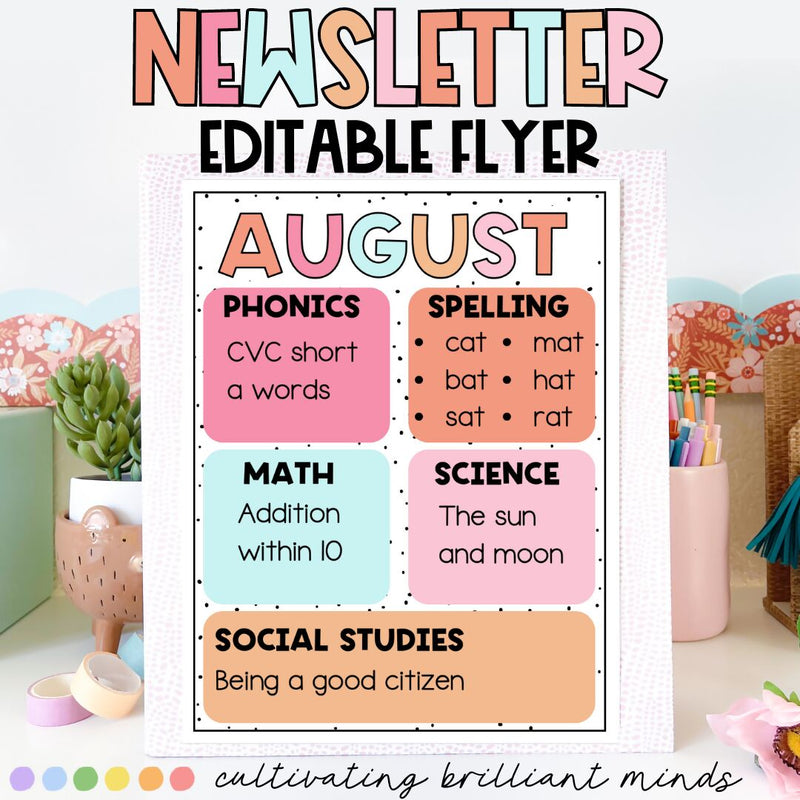 EDITABLE Just Peachy Classroom Newsletter Template | Back to School
