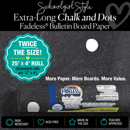 Chalk & Dots Bulletin Board Paper 25ft. | Schoolgirl Style x Fadeless®