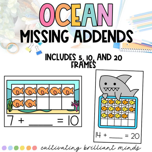 Ocean Missing Addends Math Center | 5, 10, and 20 Frames | End of the Year
