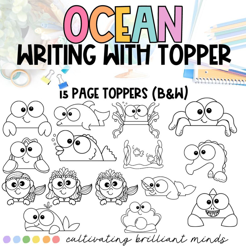 Ocean Writing Crafts | Writing Prompts & Page Topper | NO PREP | End of the Year