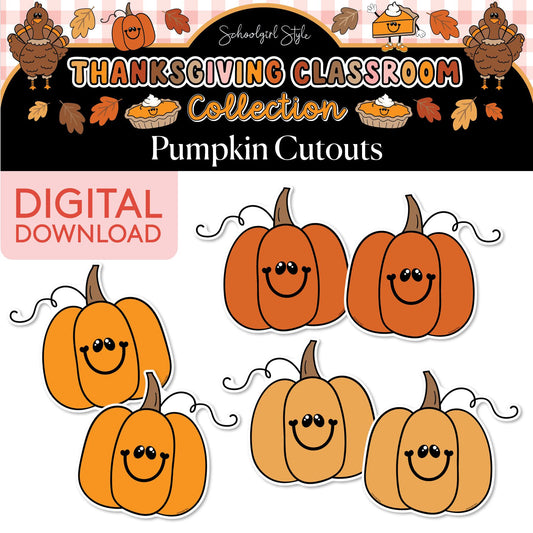 Printable Thanksgiving Pumpkins Cutouts | 90s Teacher