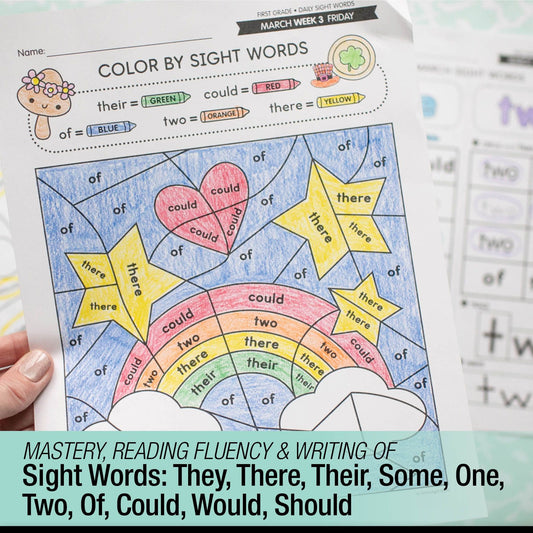 Printable First Grade March Daily Sight Words