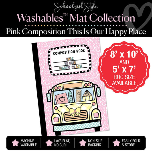 Pink Composition This Is Our Happy Place Classroom Mat by Schoolgirl Style