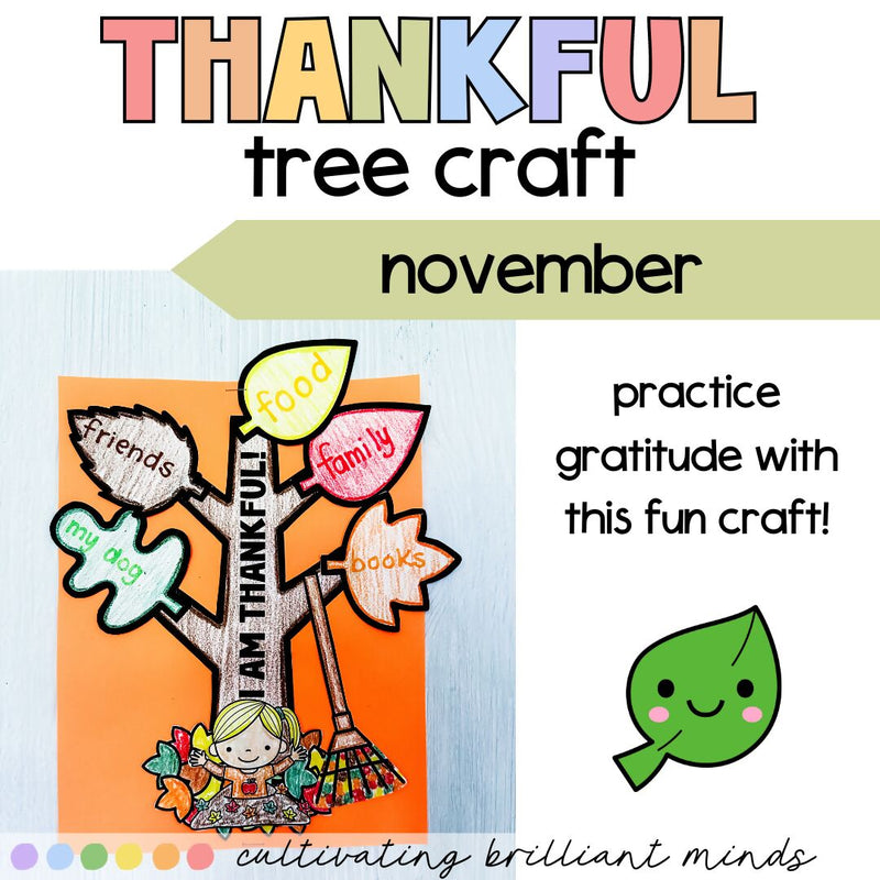 November Thankful Tree Gratitude Craft | Thanksgiving | Bulletin Board