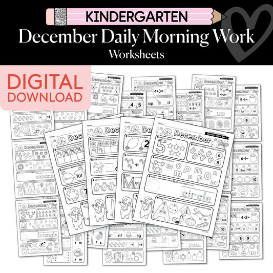 Printable Kindergarten December Daily Morning Work
