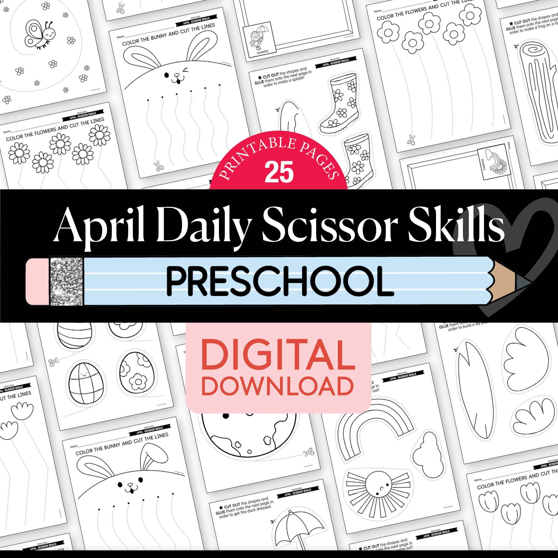 Printable Preschool April Daily Scissor Skills