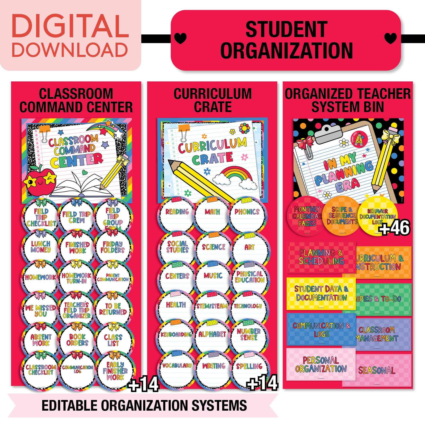 Printable Ultimate Rainbow Classroom Management and Organization Bundle