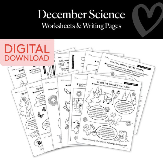 Printable December Science Worksheets and Writing Pages