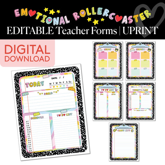 Printable Rainbow Pastel Editable Teacher Forms | Emotional Rollercoaster