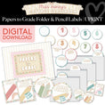 Load image into Gallery viewer, Printable Calming Papers to Grade Folder & Pencil Labels | Miss Honey's Cottage Classroom
