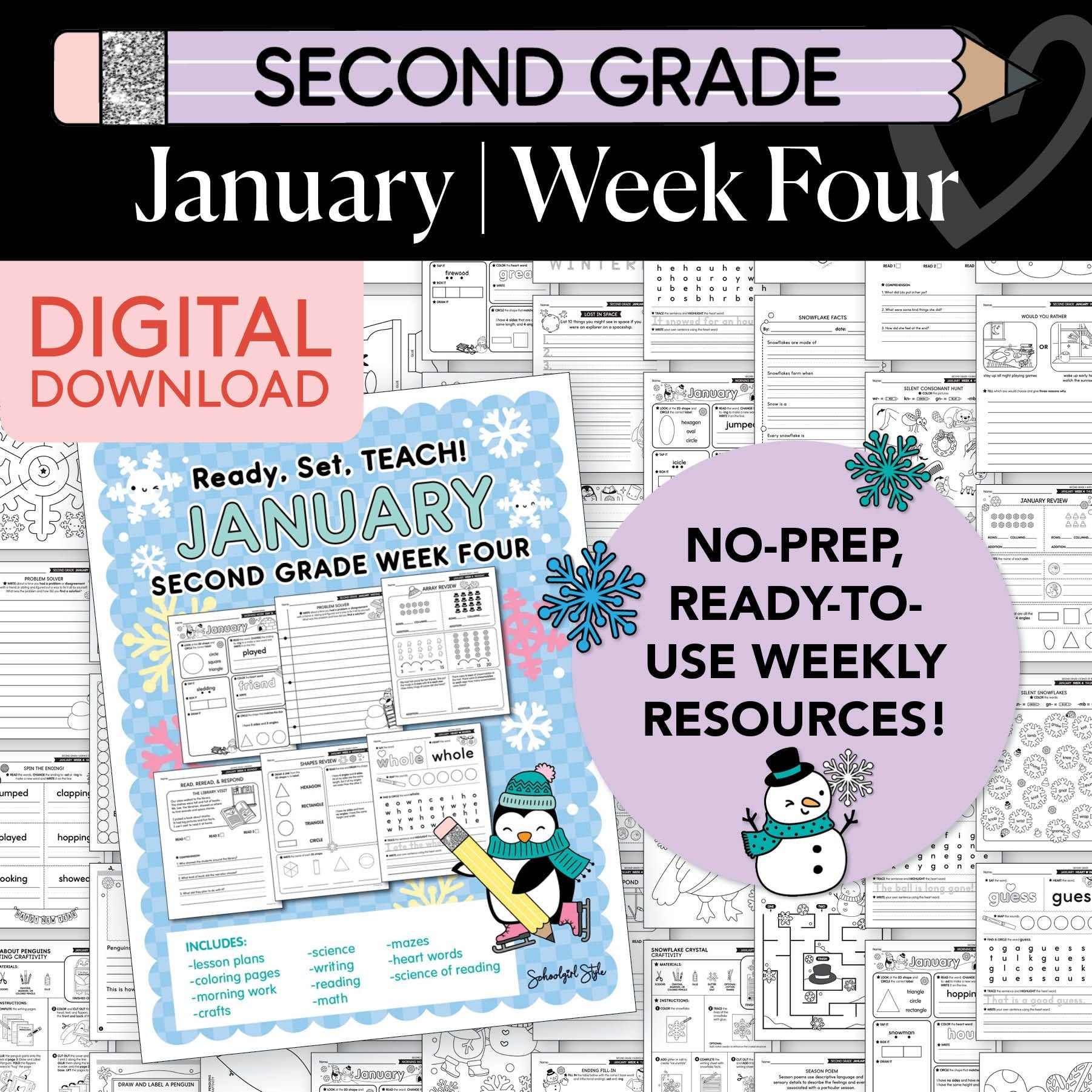 Printable Second Grade January Week 4 Resources