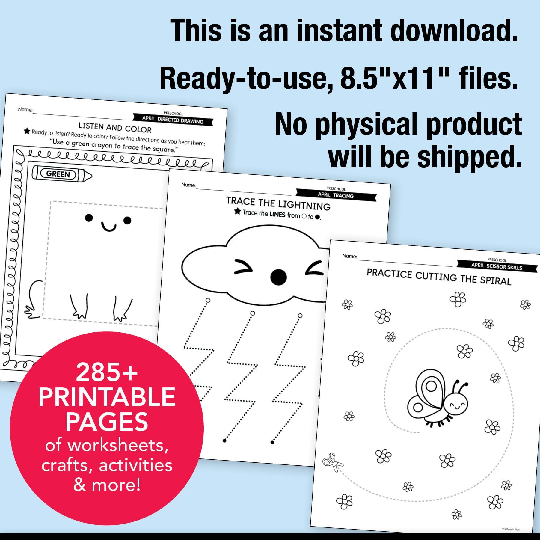 Printable Preschool April Thematic Unit Bundle