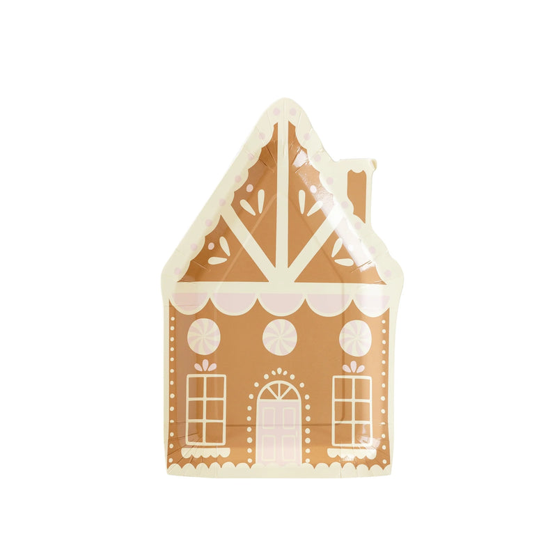 Gingerbread house shaped paper plate