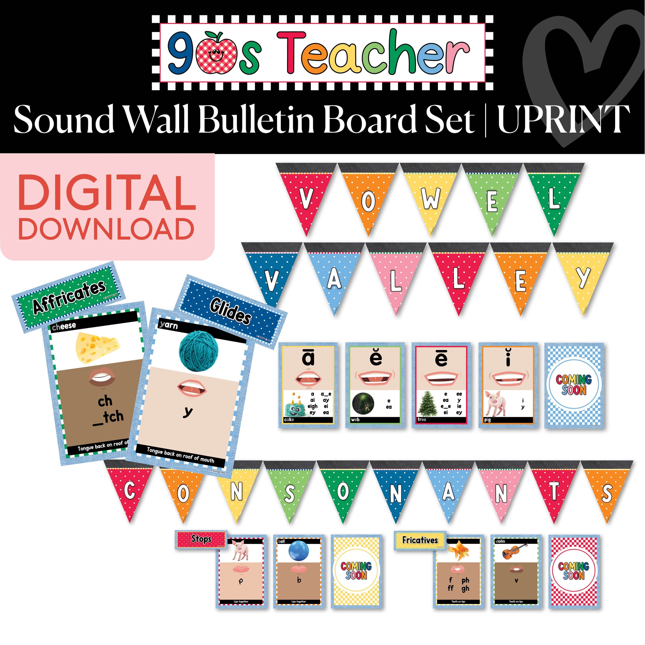 Printable Retro Sound Wall Bulletin Board Set | 90s Teacher