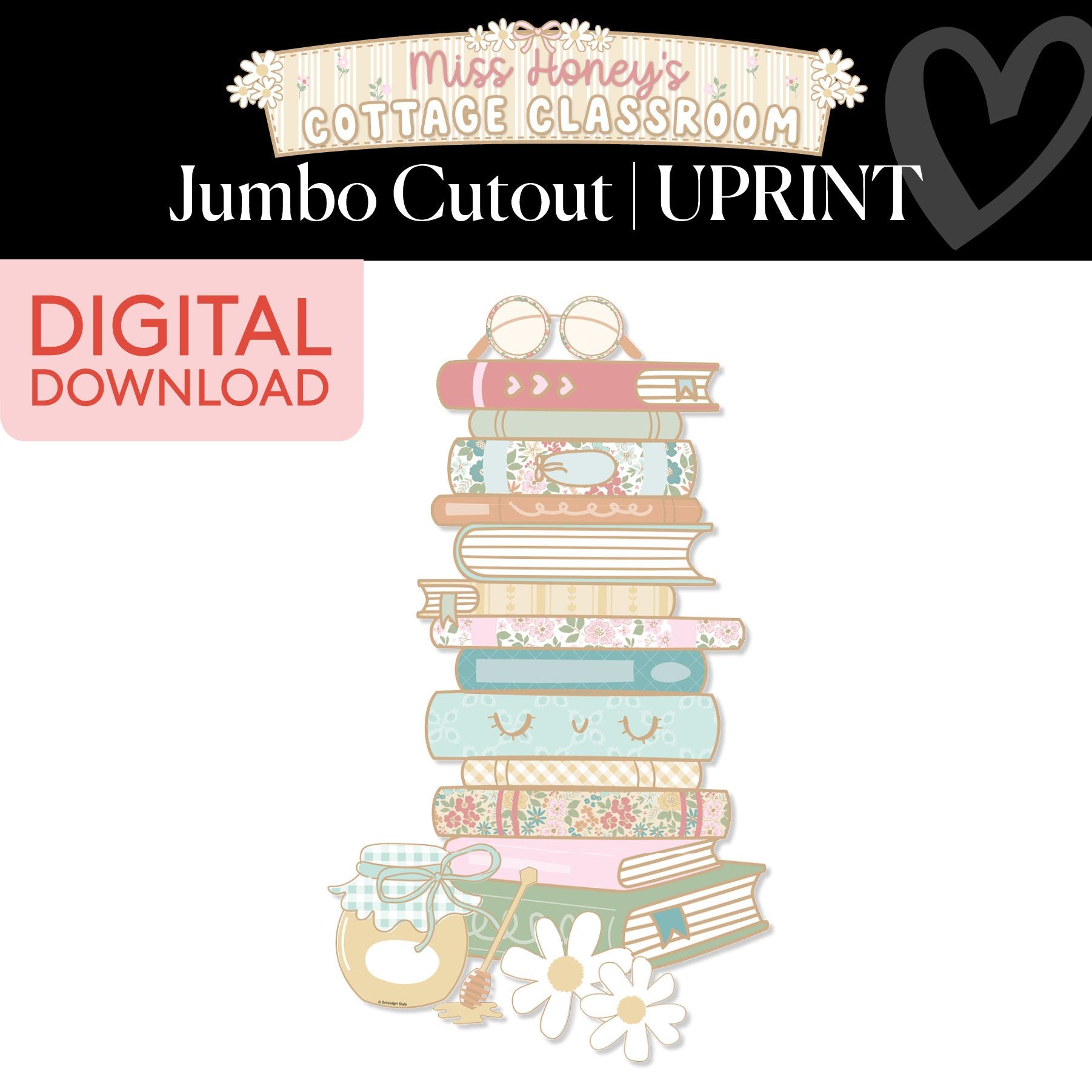 Printable Calming Jumbo Book Stack Cutout | Miss Honey's Cottage Classroom