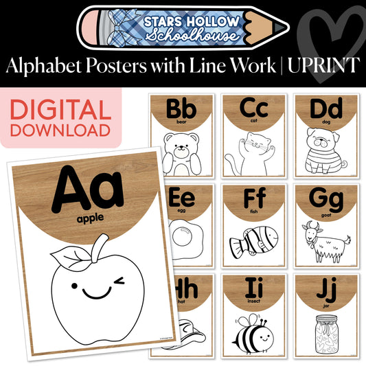 Printable Cozy Alphabet Posters with Line Work | School in Stars Hollow
