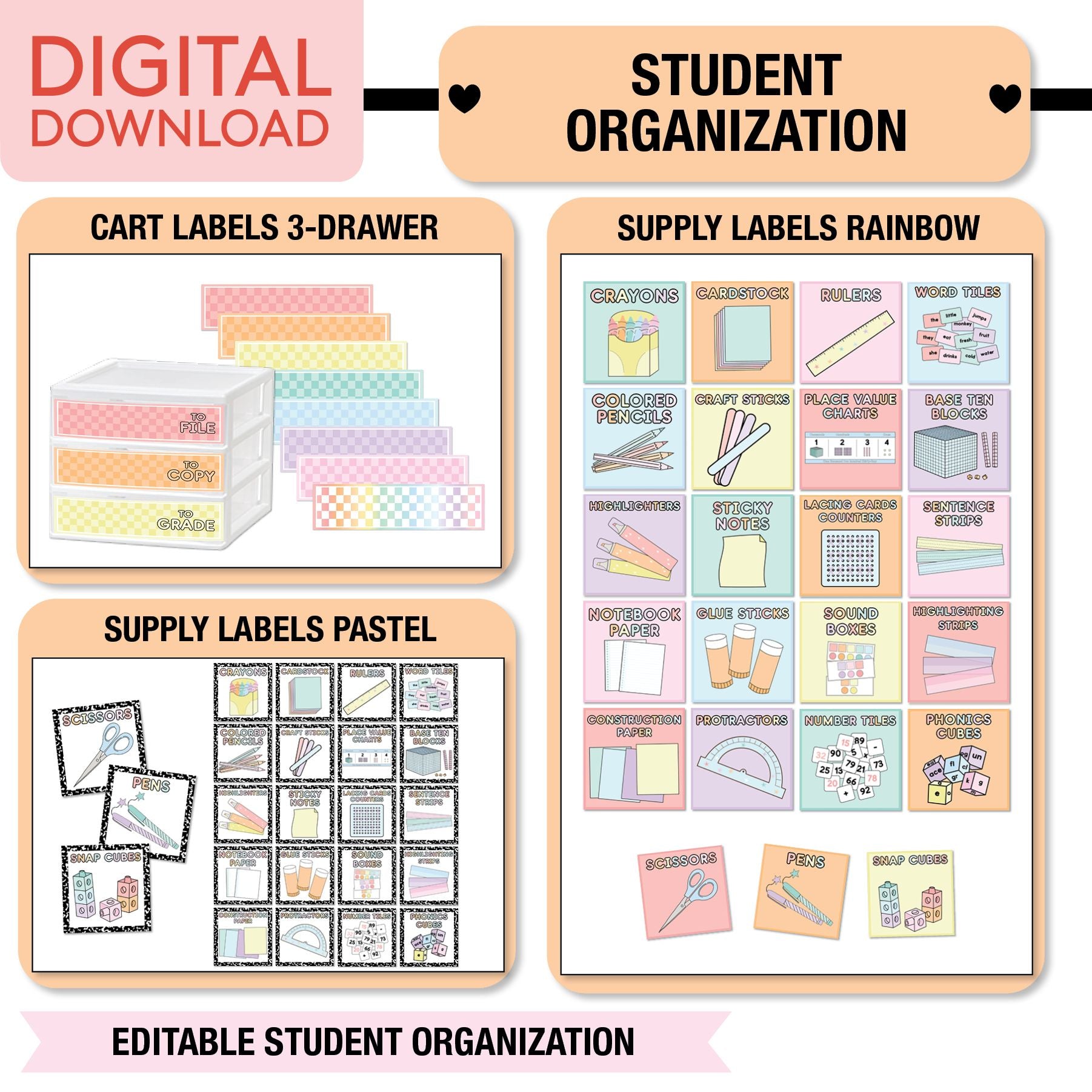Pastel Full Printable Classroom Management Bundle