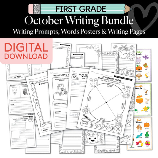 Printable First Grade October Writing Bundle