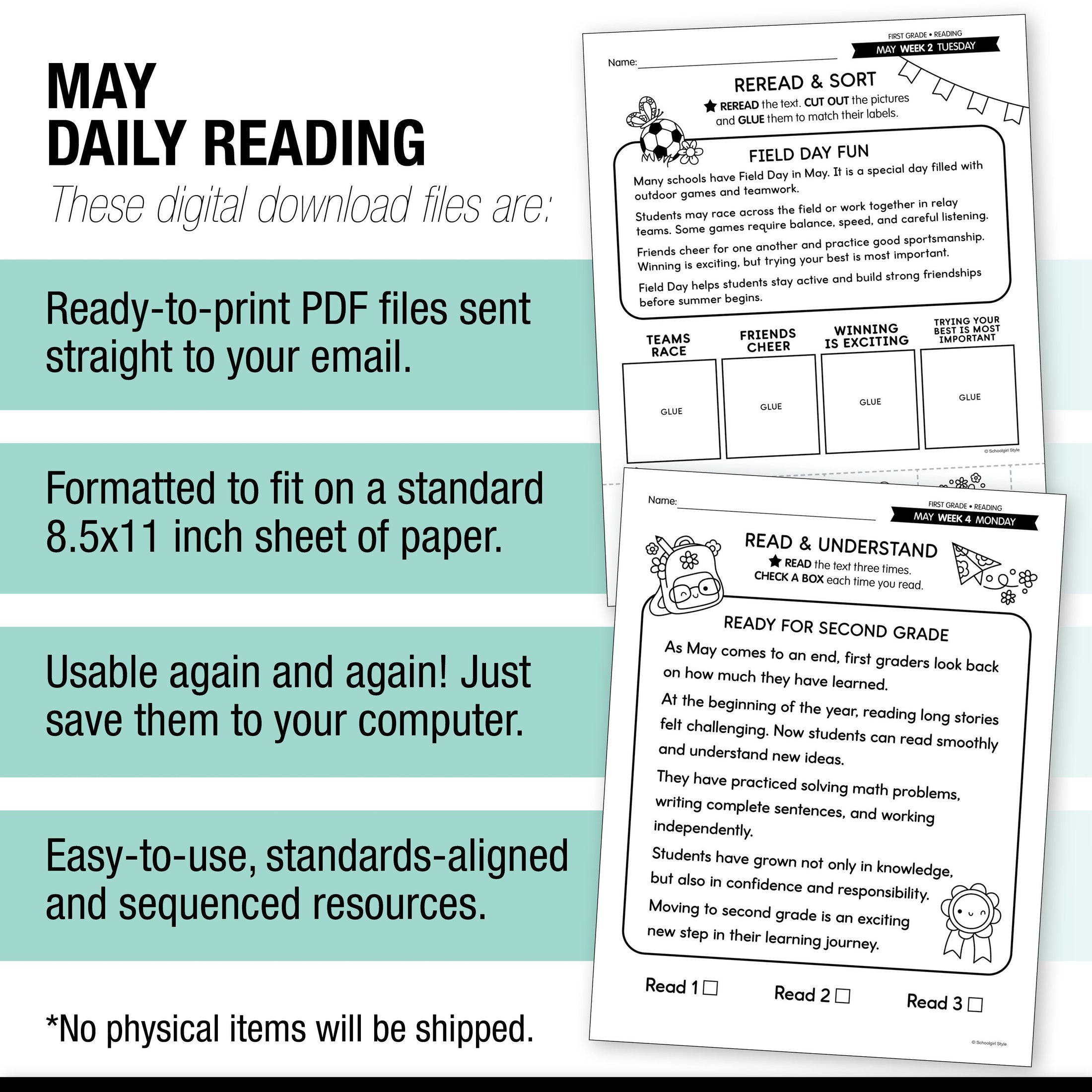 Printable First Grade May Daily Reading