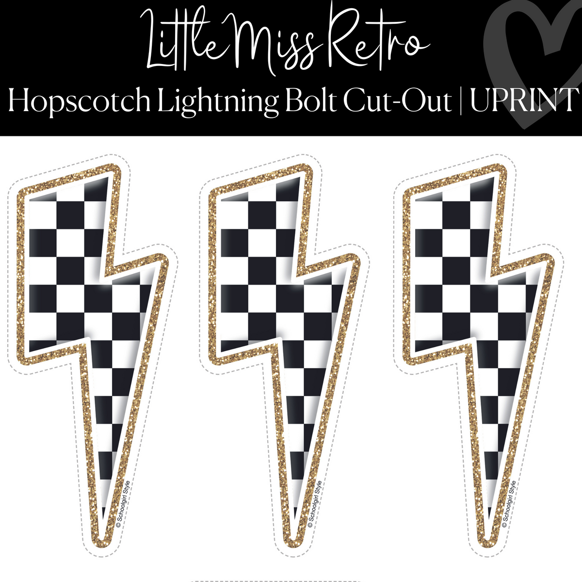 Printable Checkered Lightning Bolt Bulletin Board Cutouts | Little 