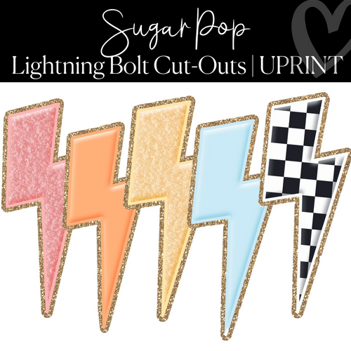 Printable Lightning Bolt Cut-Out Sugar Pop Regular and XL Classroom Cut-Out by UPRINT