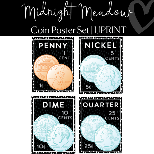 Printable Classroom Coin Posters Classroom Decor  Midnight Meadow by UPRINT 