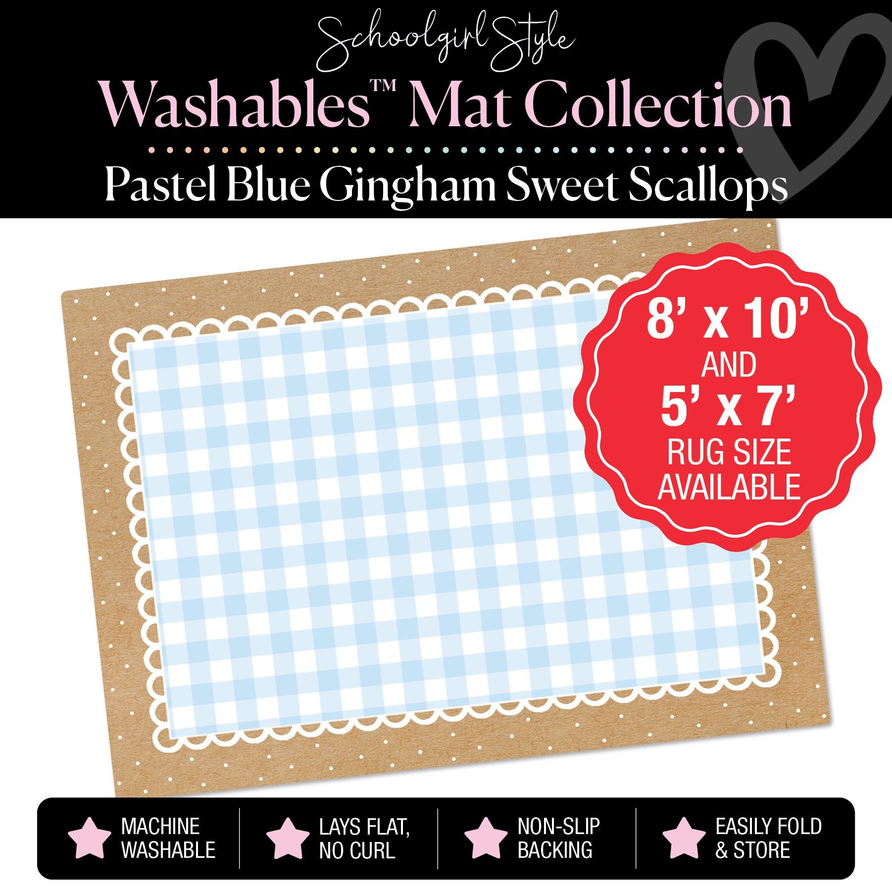 Pastel Blue Sweet Scallops Classroom Mat by Schoolgirl Style