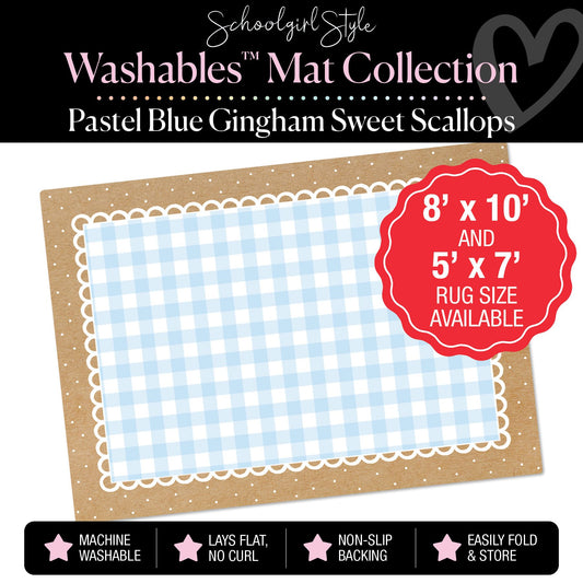Pastel Blue Sweet Scallops Classroom Mat by Schoolgirl Style
