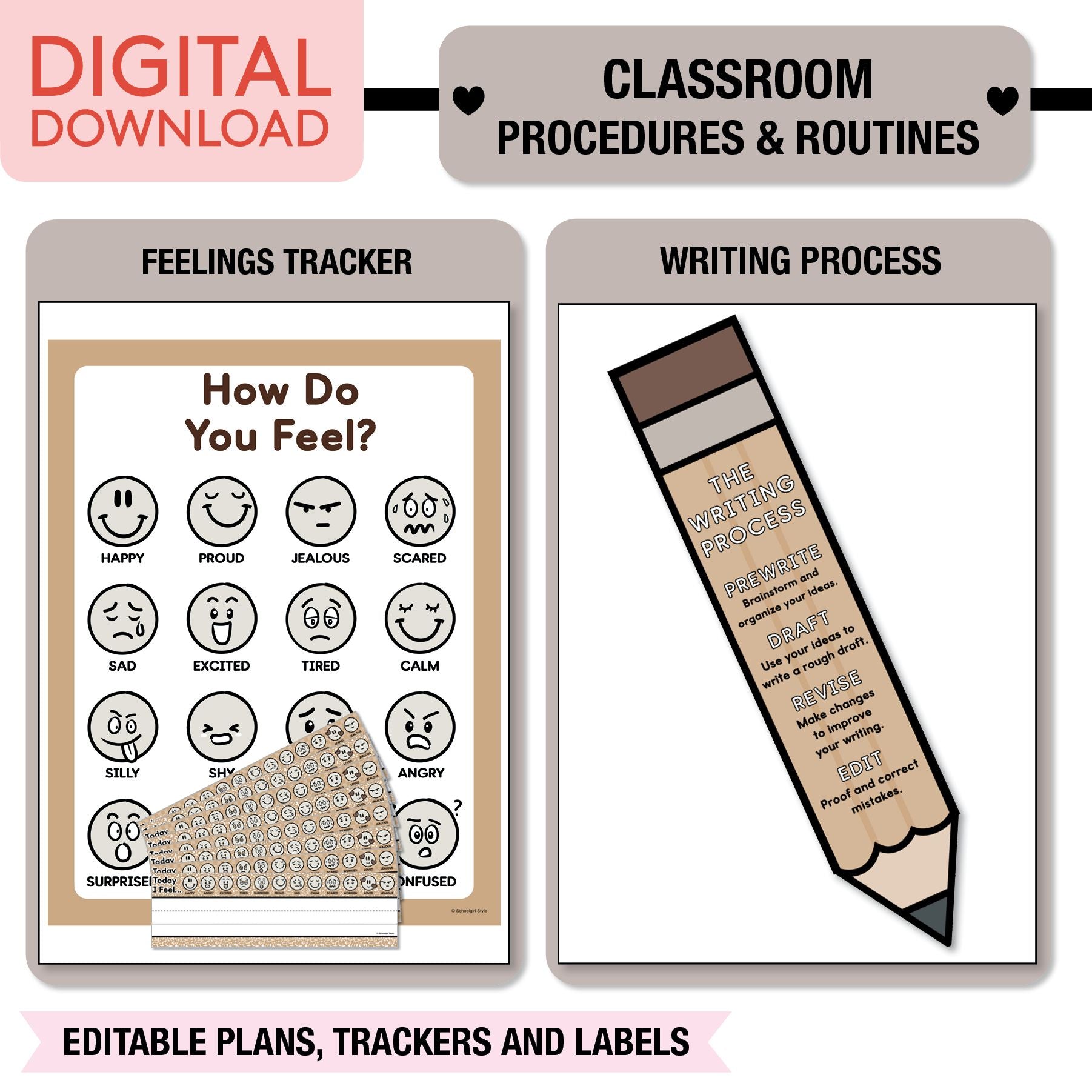 Printable Ultimate Neutral Classroom Management and Organization Bundle
