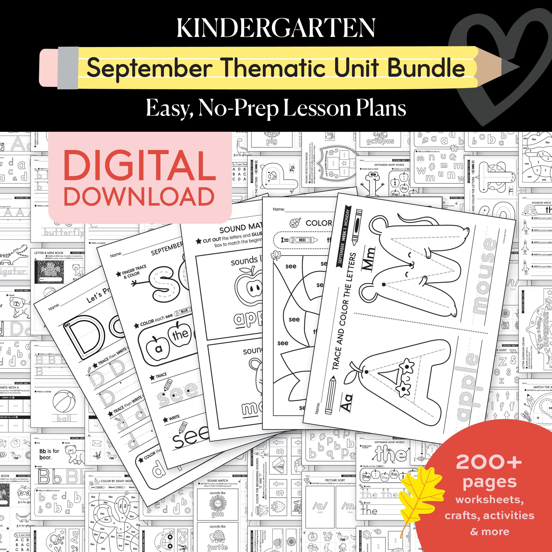 Kindergarten September Thematic Unit Bundle