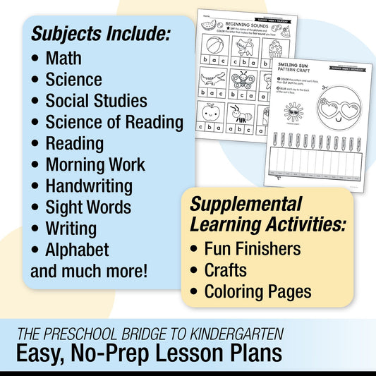 Printable Bridge To Kindergarten Digital Summer Workbook