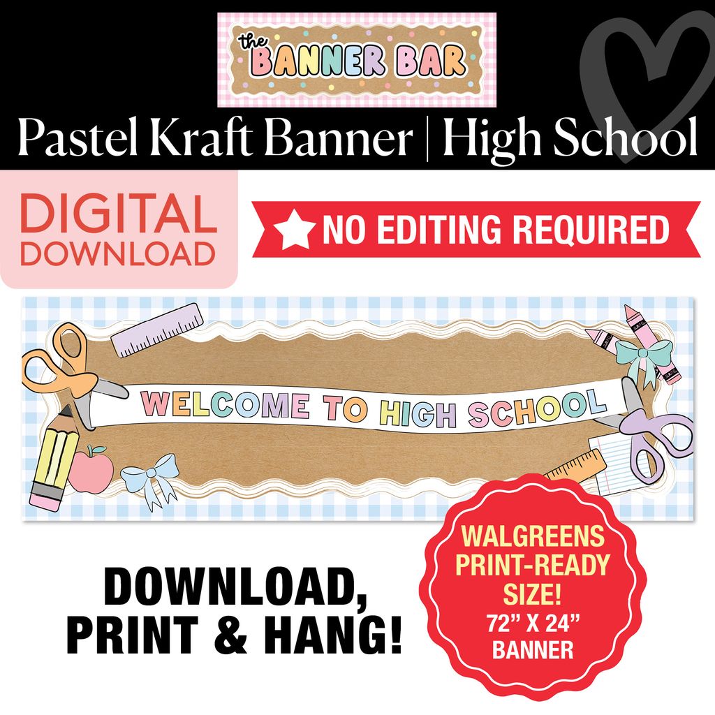 Pastel Welcome To High School Walgreens Ready Kraft Style Banner