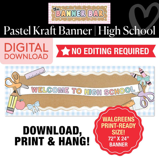 Pastel Welcome To High School Walgreens Ready Kraft Style Banner