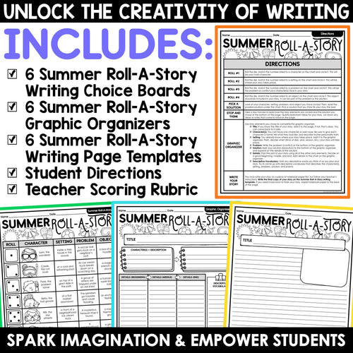 Summer Writing Prompts Roll A Story Roll and Write a Story Creative Writing