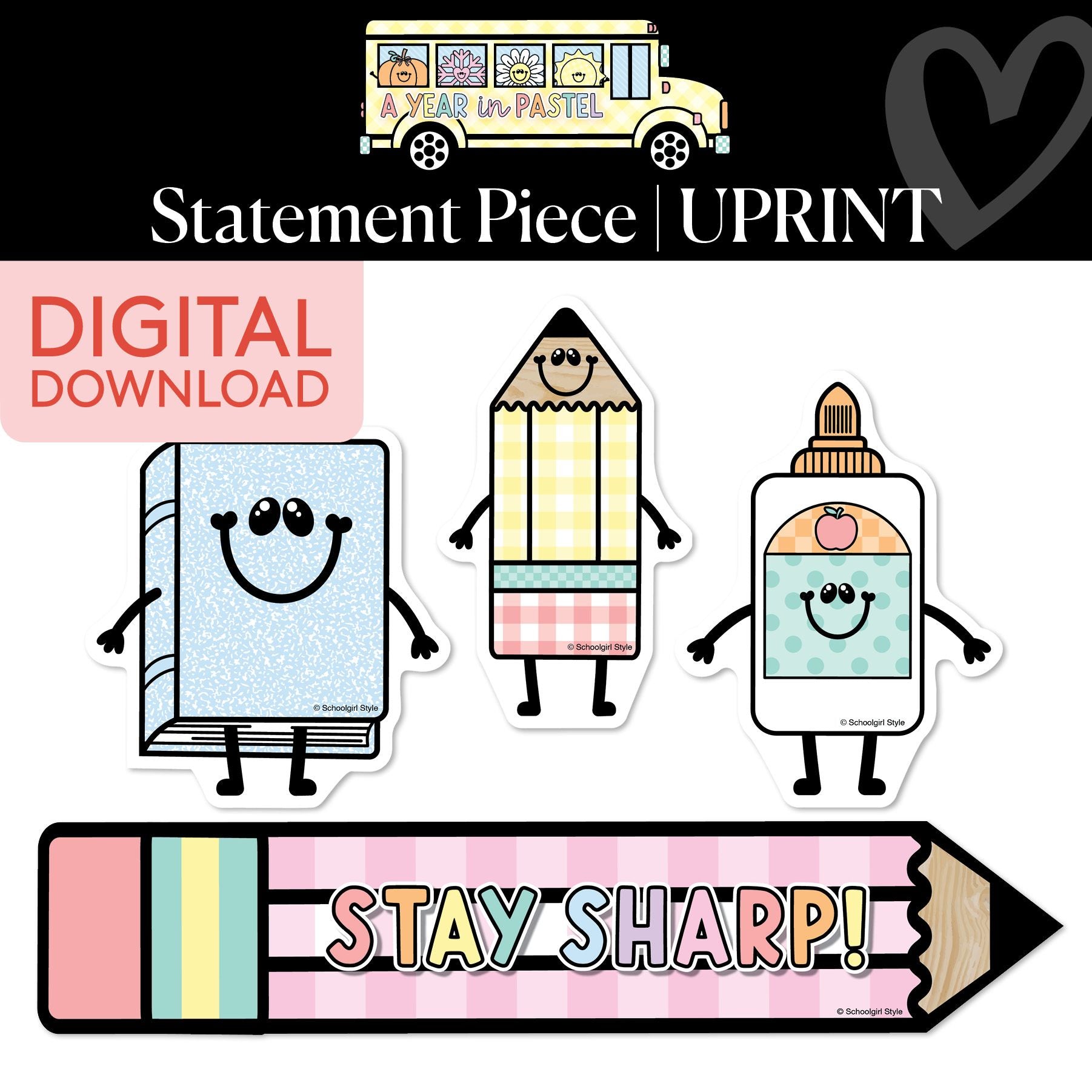 Printable Stay Sharp Pencil Statement Piece | A Year In Pastel