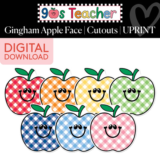 Printable Retro Apple Faces Cutouts | 90s Teacher