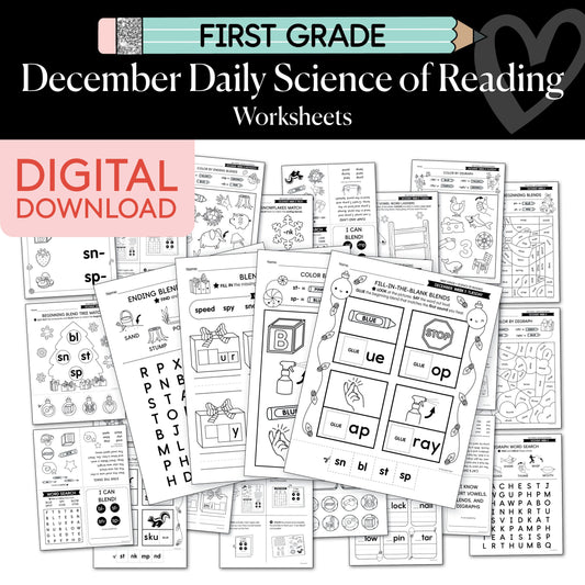 Printable First Grade December Daily Science of Reading