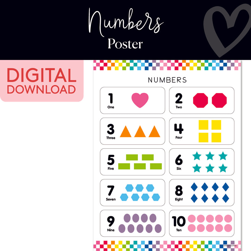 Numbers Chart | Classroom Posters | Printable Classroom Decor | Schoolgirl Style