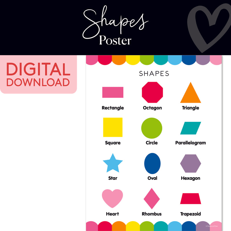 Shapes Chart | Classroom Posters | Printable Classroom Decor | Schoolgirl Style