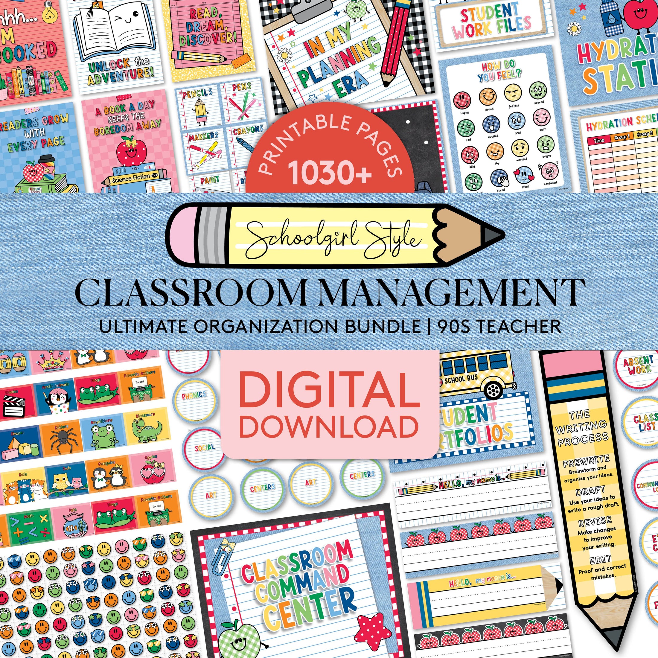 Printable Ultimate Classroom Management and Organization Bundle | 90s Teacher