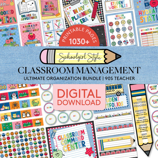 Printable Ultimate Classroom Management and Organization Bundle | 90s Teacher