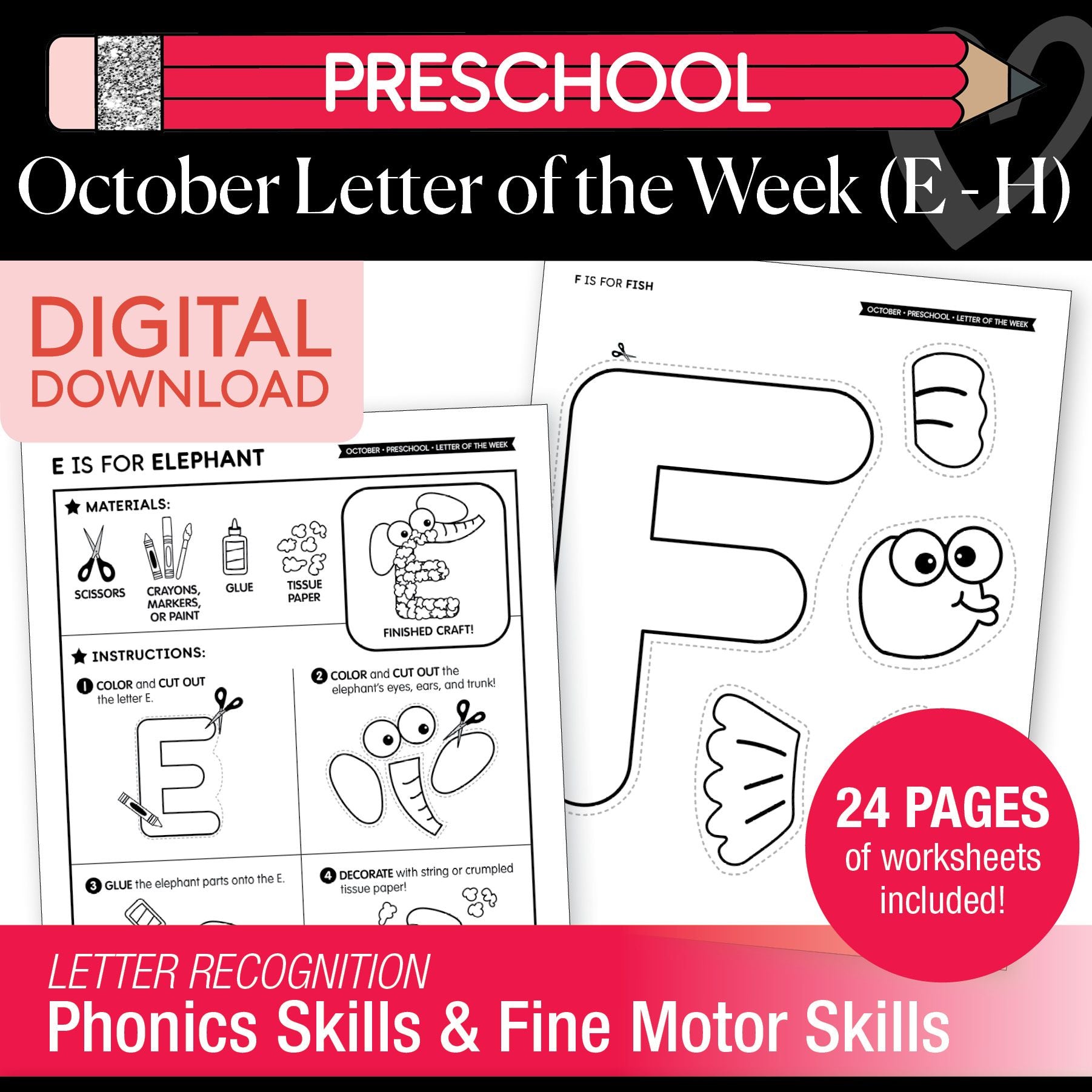 Printable Preschool October Letter of the Week