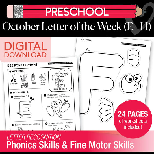 Printable Preschool October Letter of the Week