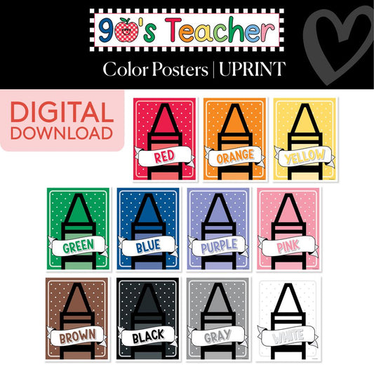 Printable Retro Color Posters | 90s Teacher