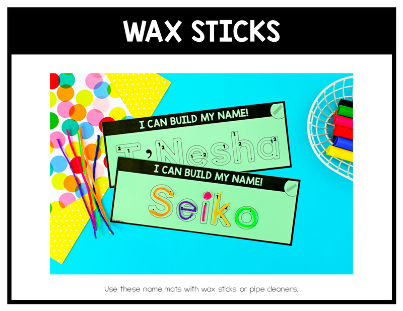 Editable Name Practice Fine Motor Name Activities Wax Sticks Name Mats